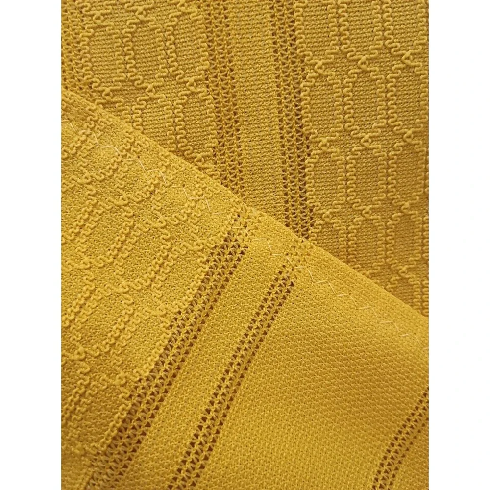 Vintage Lace Tablecloth Rectangle XL, Retro Modern Yellow Machine Lace 100